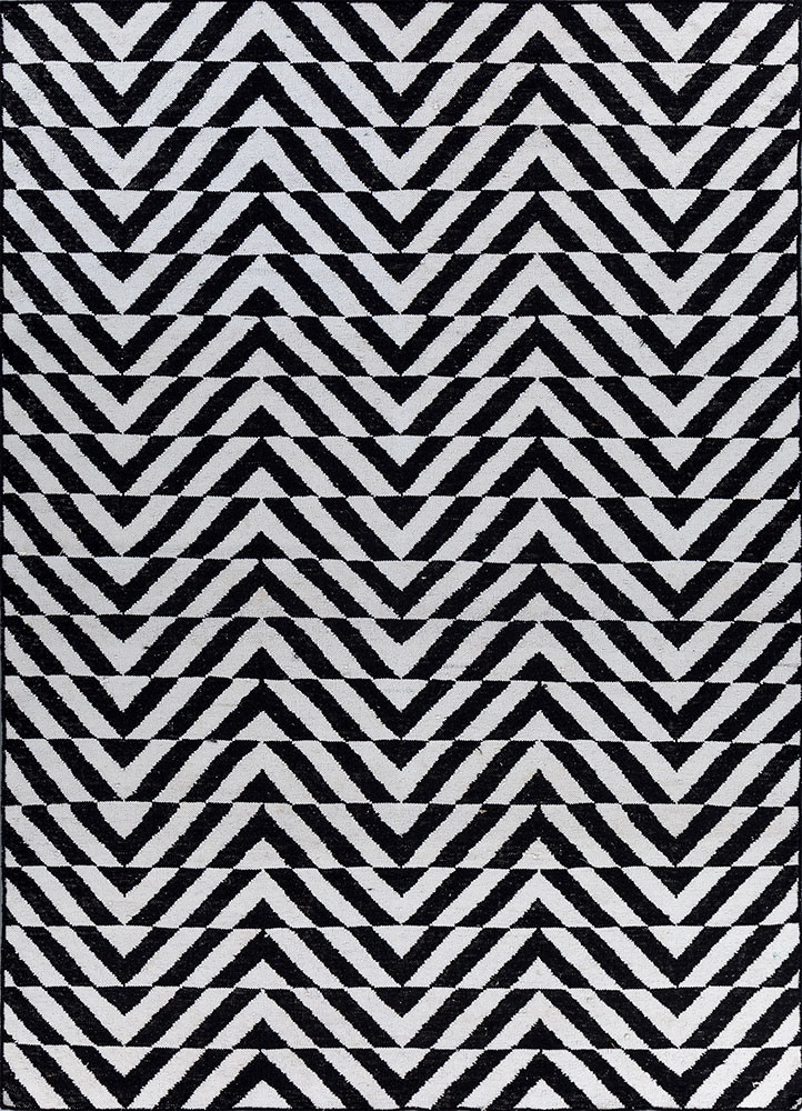 alhambra grey and black wool flat weaves Rug - HeadShot