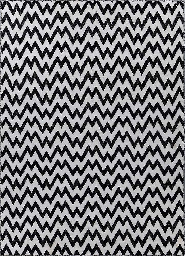 alhambra grey and black wool flat weaves Rug - HeadShot