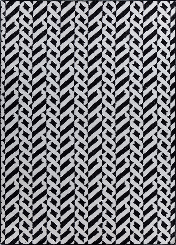 alhambra grey and black wool flat weaves Rug - HeadShot