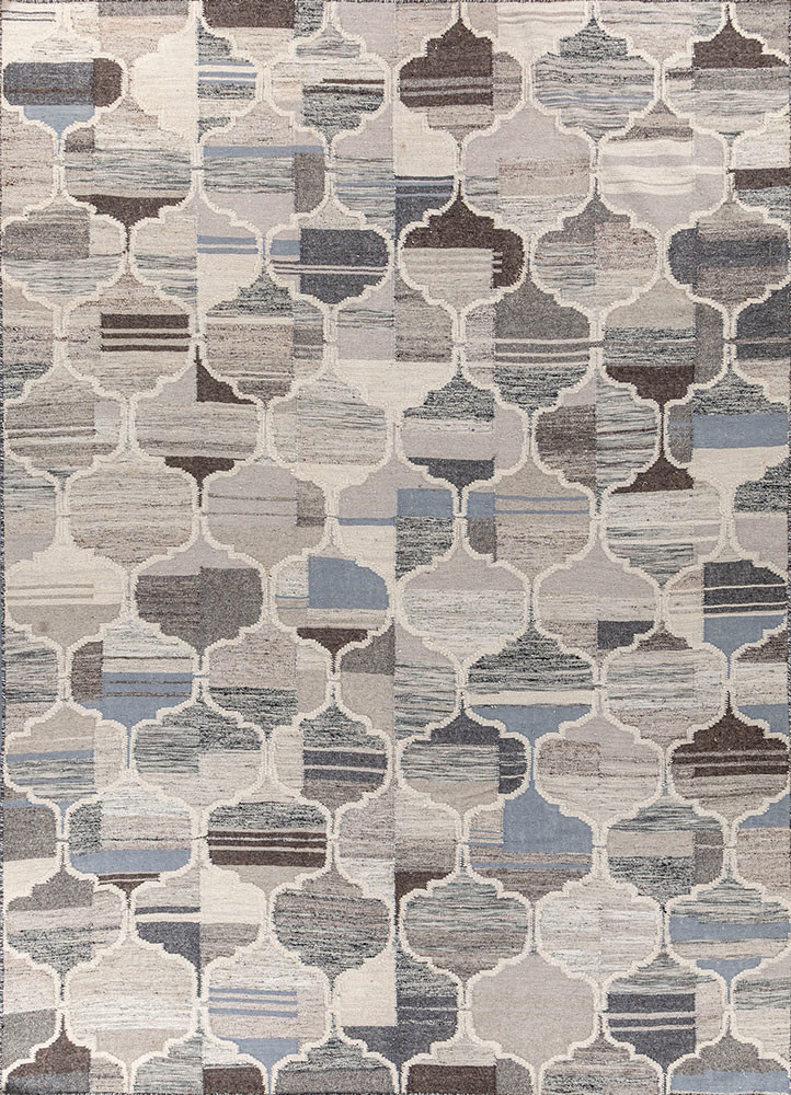  ivory wool and viscose flat weaves Rug