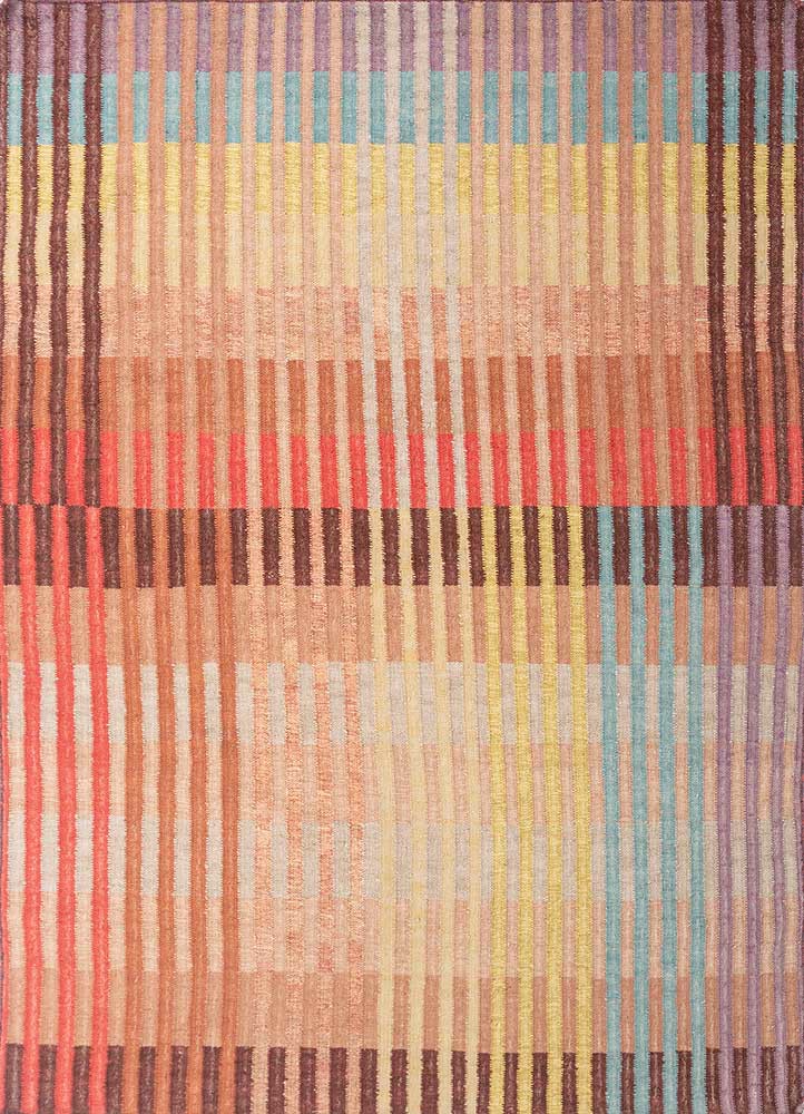 checkers red and orange wool and viscose flat weaves Rug - HeadShot checkers red and orange wool and viscose flat weaves Rug - HeadShot