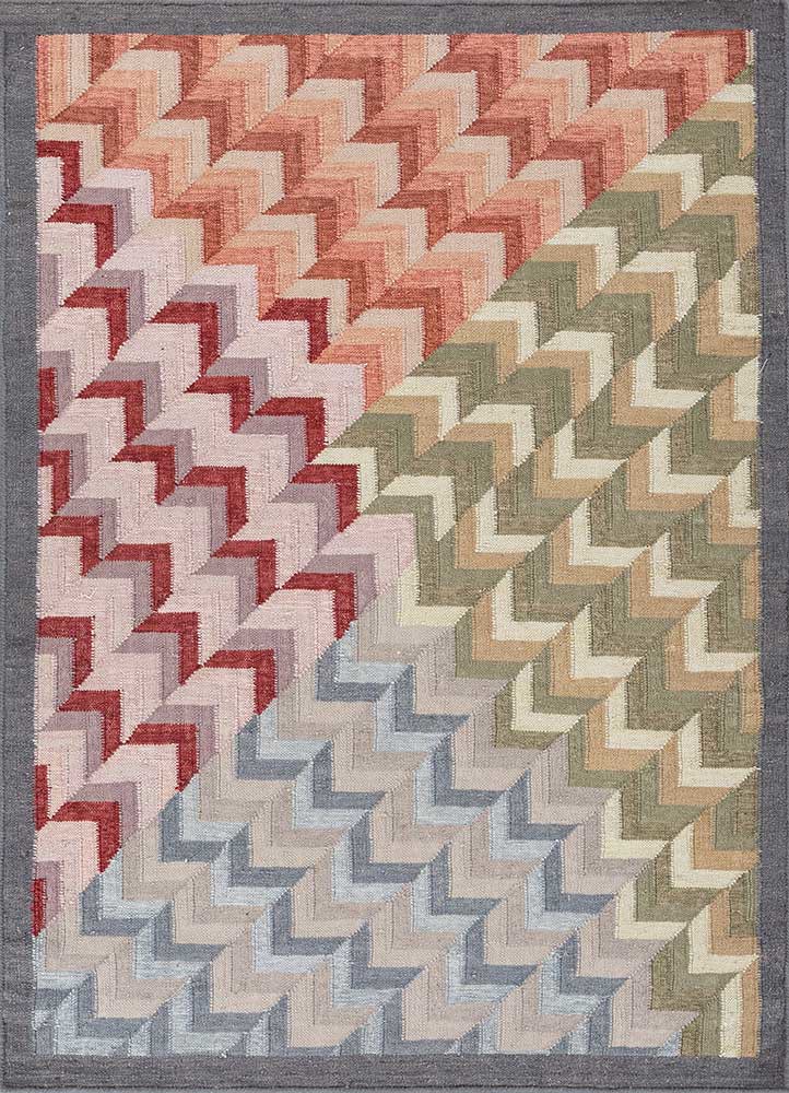checkers beige and brown wool and viscose flat weaves Rug - HeadShot