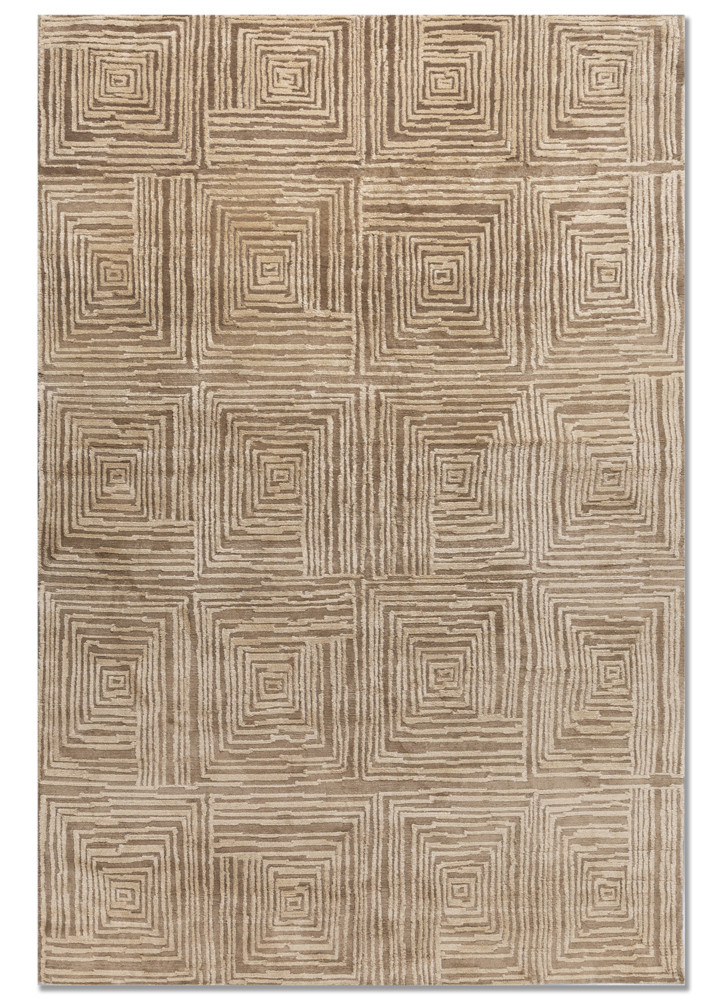 aprezo beige and brown acrylic hand knotted Rug - HeadShot