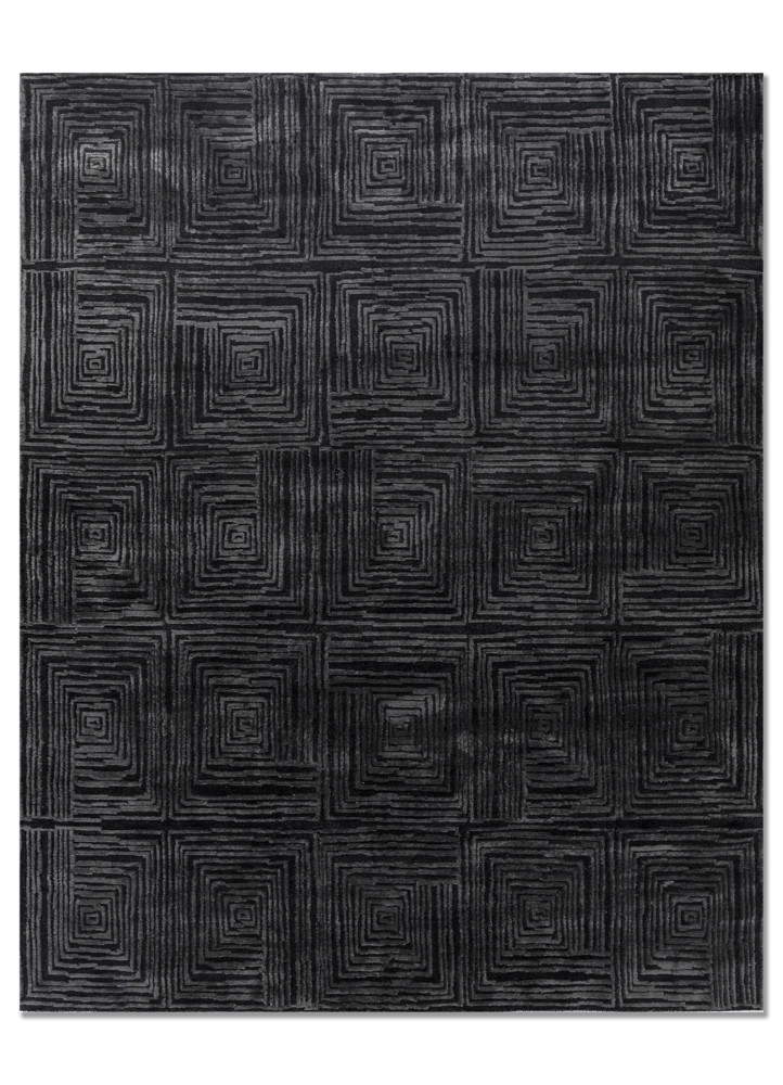  grey and black acrylic hand knotted Rug