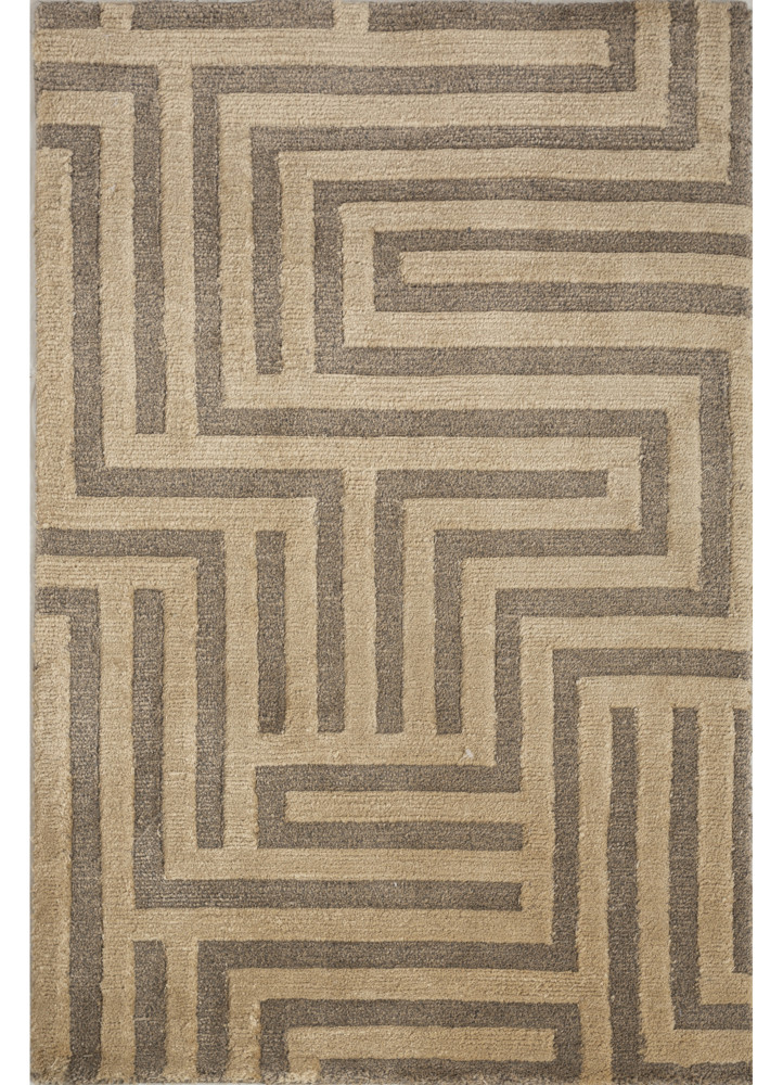 aprezo beige and brown acrylic hand knotted Rug
