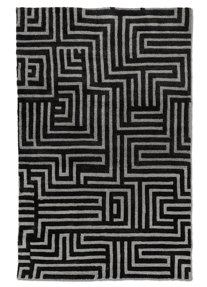  grey and black acrylic hand knotted Rug
