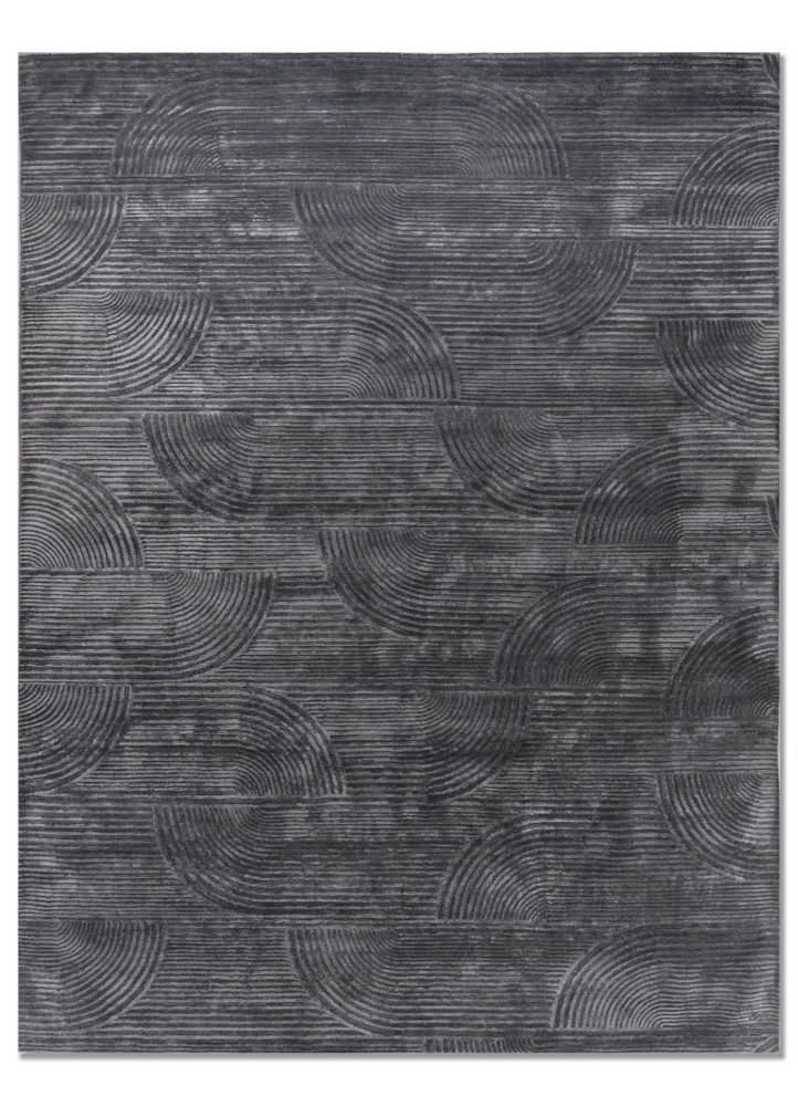 aprezo grey and black acrylic hand knotted Rug