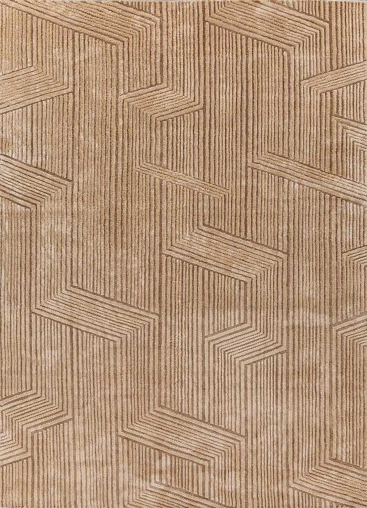  beige and brown acrylic hand knotted Rug