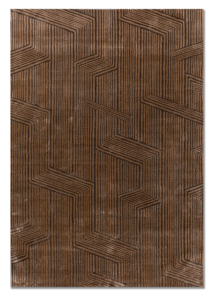 aprezo beige and brown acrylic hand knotted Rug - HeadShot