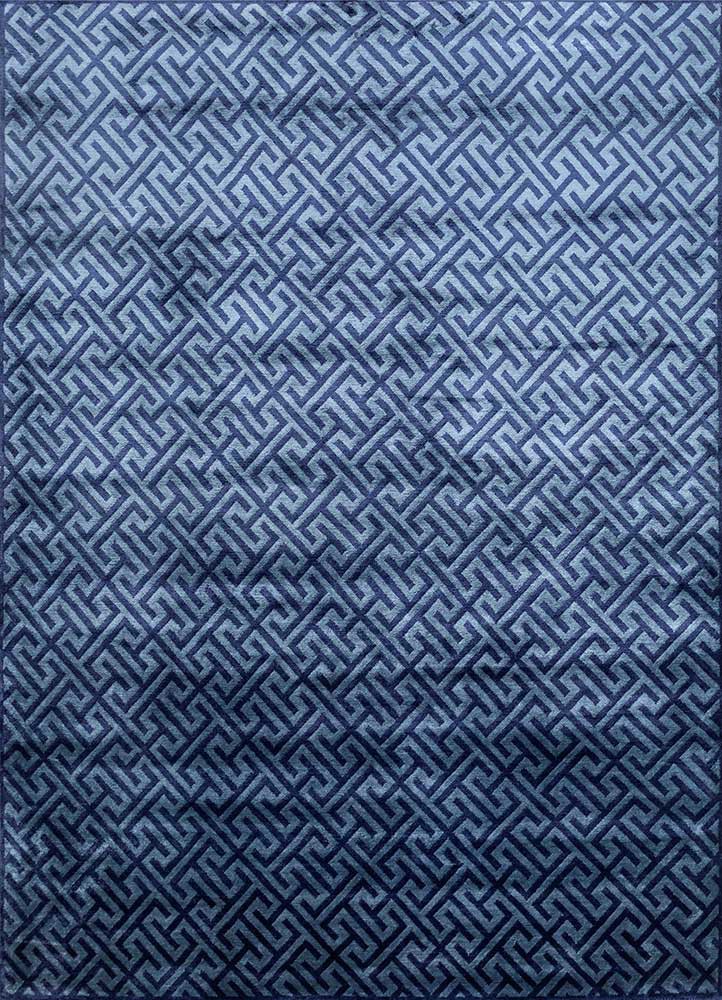 blue blue bamboo silk hand knotted Rug