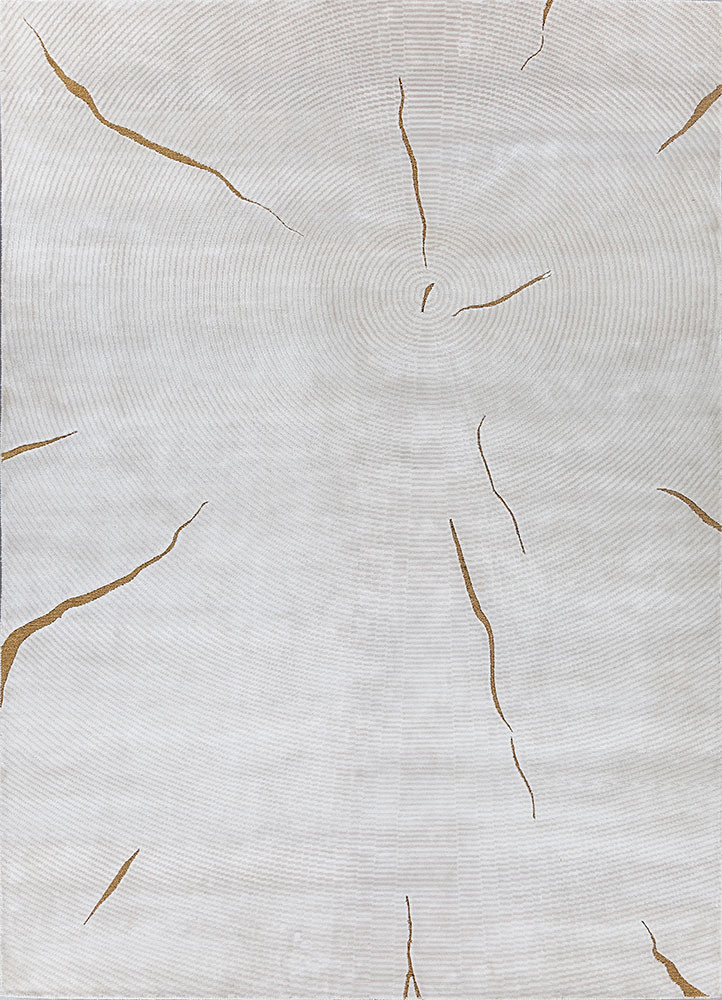 ivory ivory bamboo silk and zari hand knotted Rug