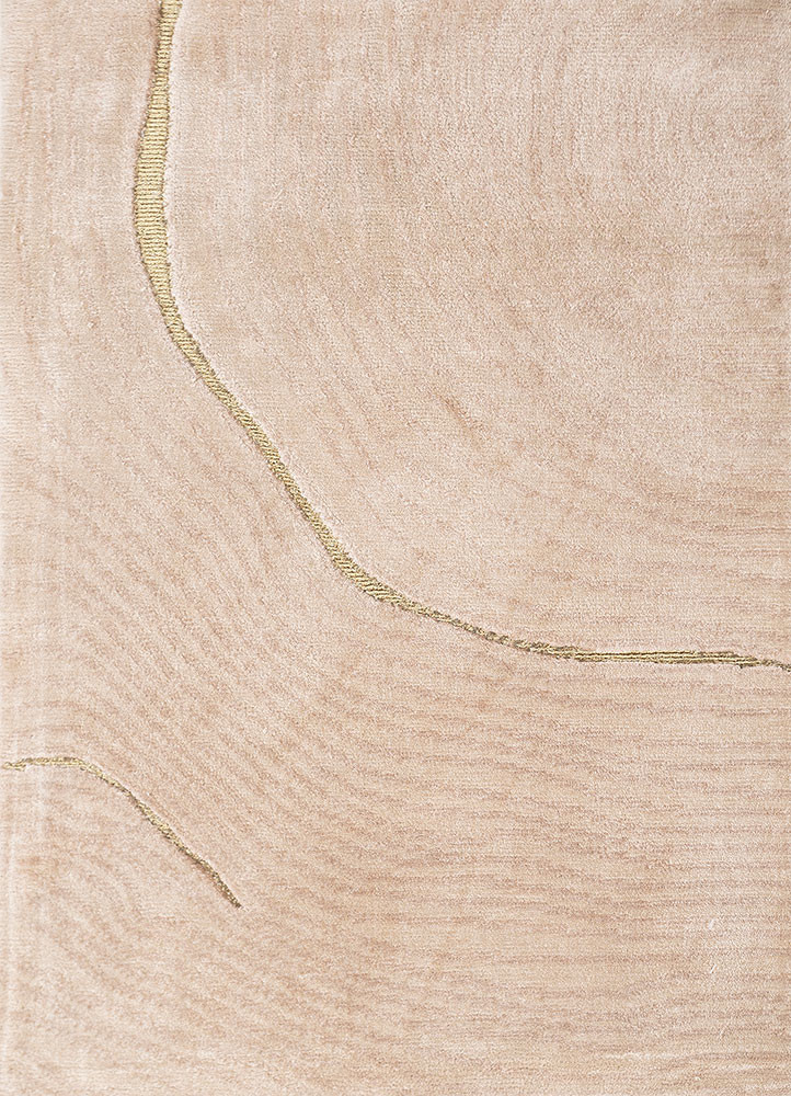  beige and brown bamboo silk hand knotted Rug