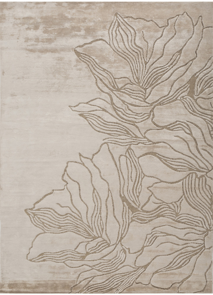 azalea ivory bamboo silk hand knotted Rug