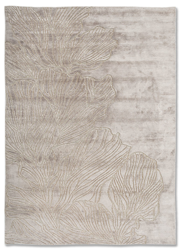 azalea grey and black bamboo silk and zari hand knotted Rug - HeadShot azalea grey and black bamboo silk and zari hand knotted Rug - HeadShot