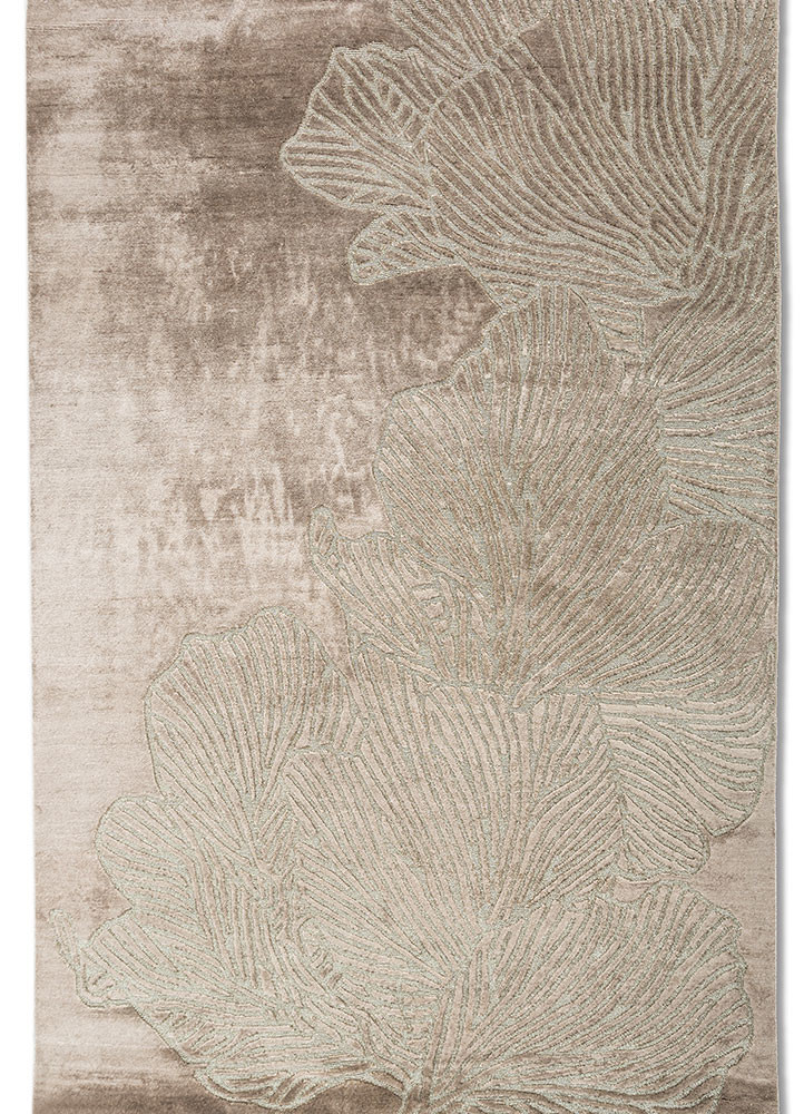 azalea beige and brown bamboo silk and zari hand knotted Rug - HeadShot azalea beige and brown bamboo silk and zari hand knotted Rug - HeadShot