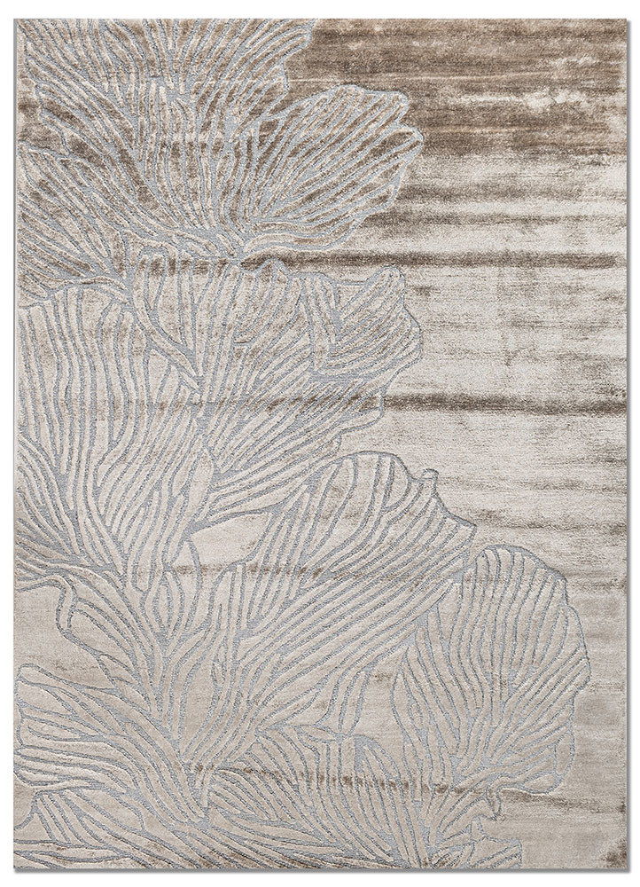 azalea green bamboo silk and zari hand knotted Rug - HeadShot