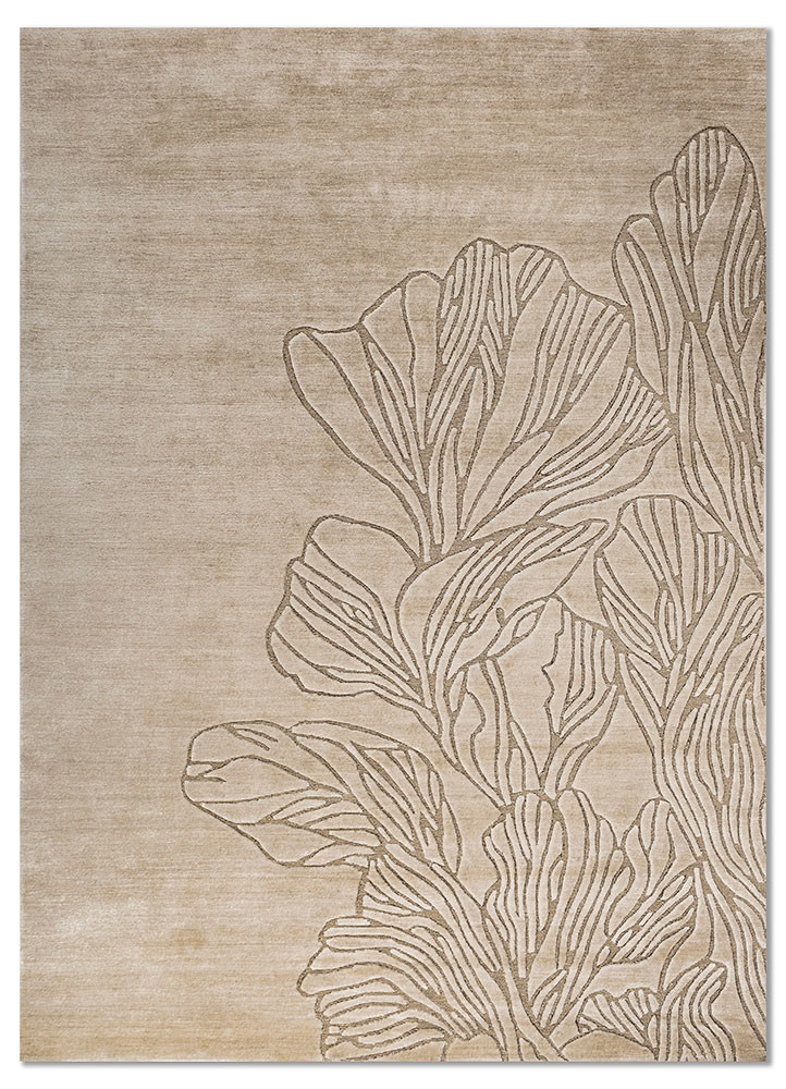 azalea ivory tencil and zari hand knotted Rug - HeadShot