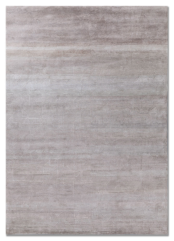 grey and black grey and black wool and bamboo silk hand knotted Rug