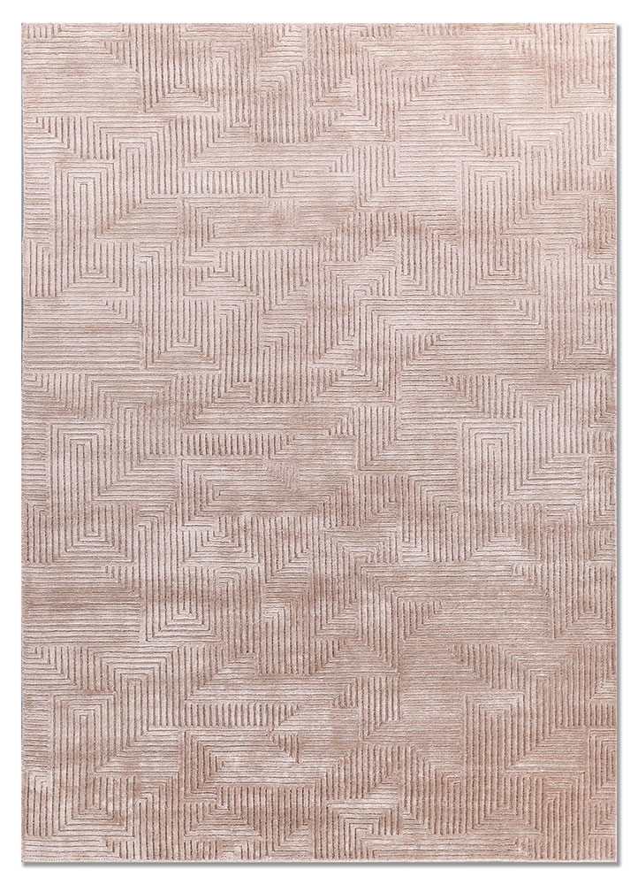 beige and brown beige and brown wool and bamboo silk hand knotted Rug