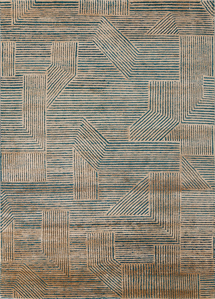 gold wool and bamboo silk hand knotted Rug