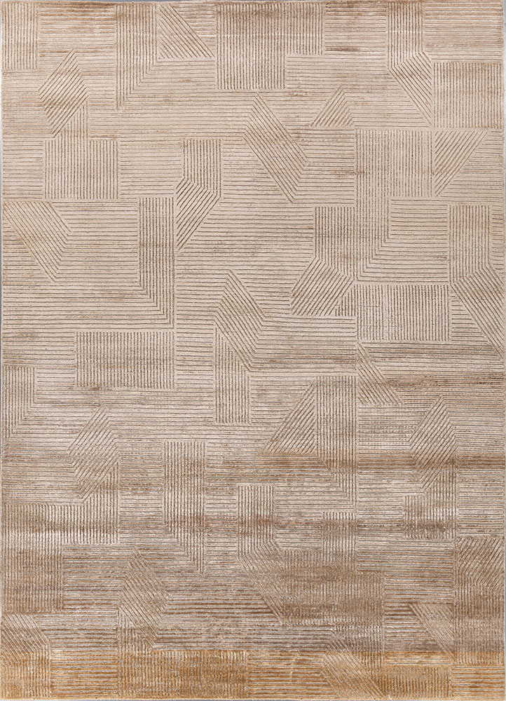 azalea gold wool and bamboo silk hand knotted Rug - HeadShot