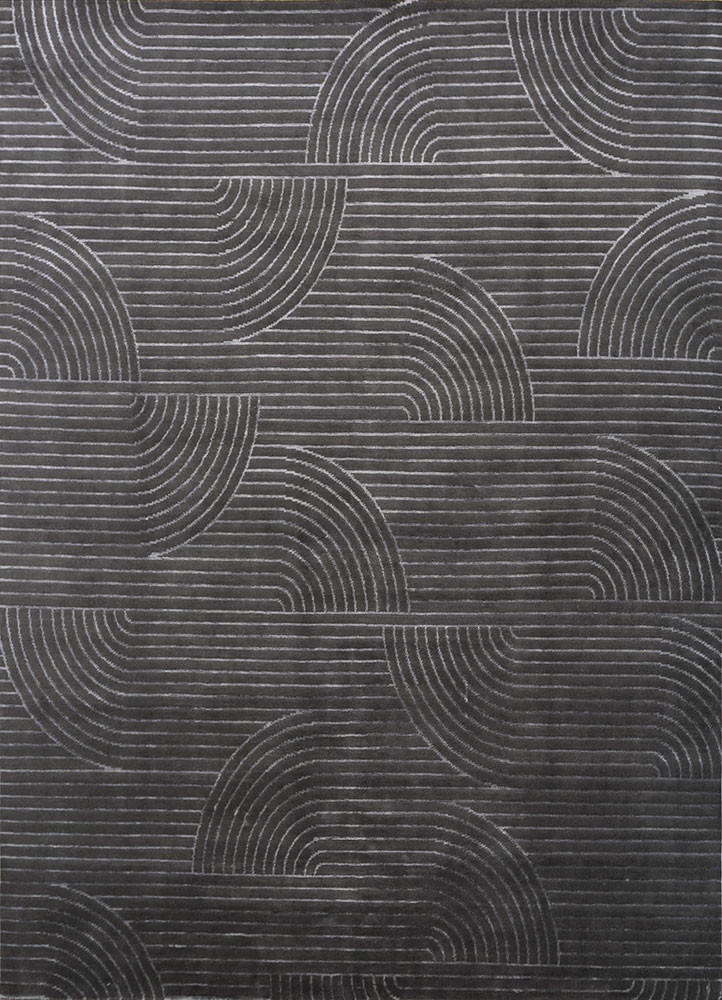 clan grey and black wool and bamboo silk hand knotted Rug - HeadShot clan grey and black wool and bamboo silk hand knotted Rug - HeadShot