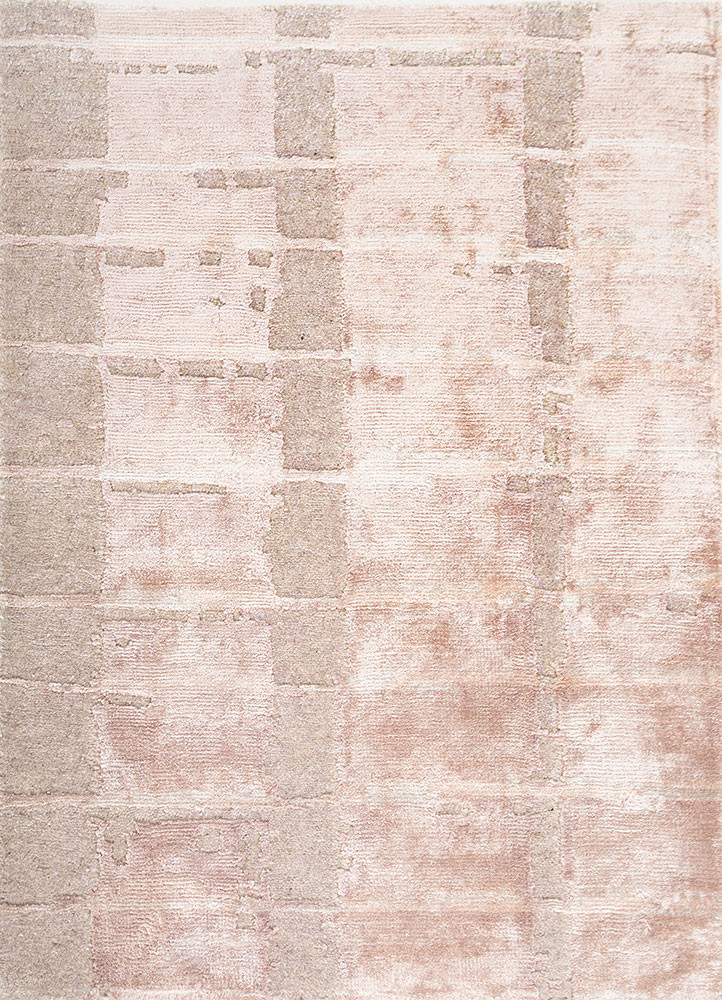 manifest beige and brown wool and bamboo silk hand knotted Rug