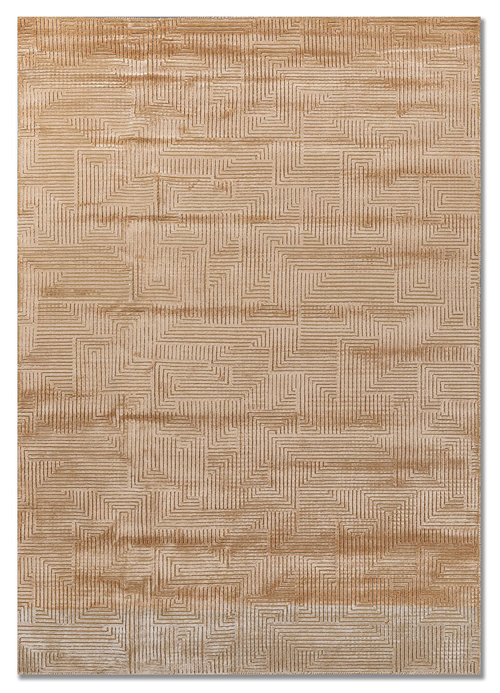  gold wool and bamboo silk hand knotted Rug