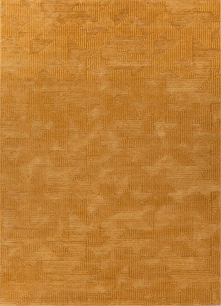  gold wool and bamboo silk hand knotted Rug