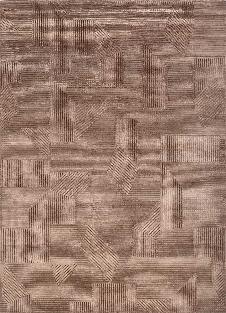 beige and brown beige and brown wool and bamboo silk hand knotted Rug