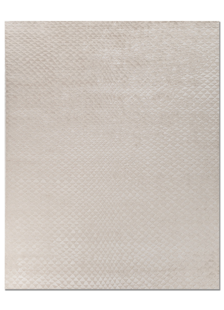 aprezo ivory wool and bamboo silk hand knotted Rug - HeadShot