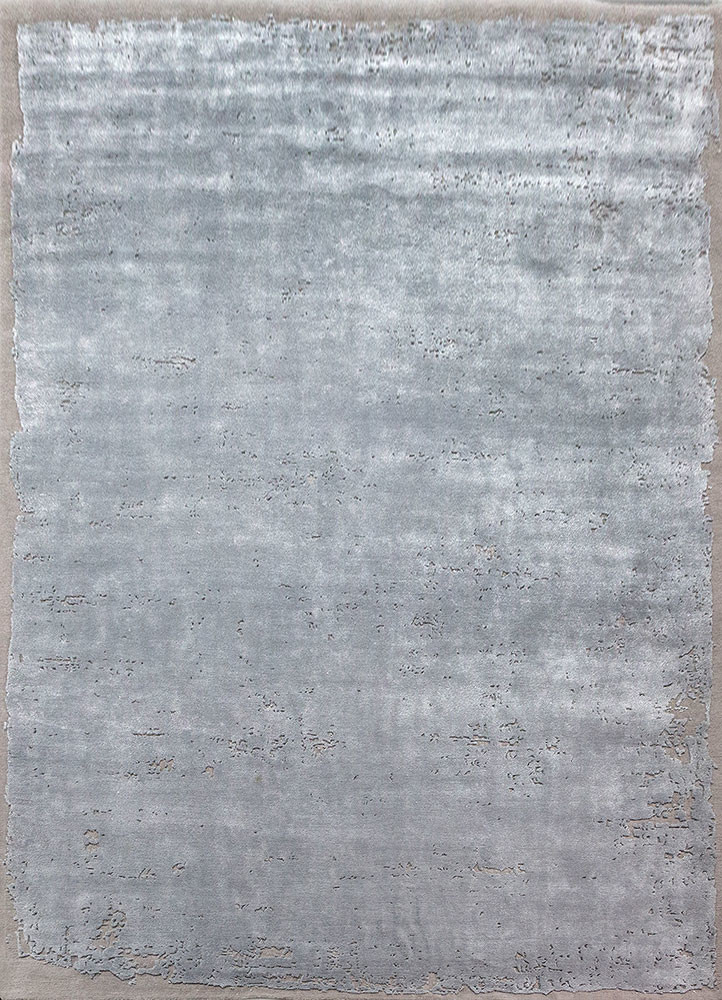 aprezo blue wool and bamboo silk hand knotted Rug - HeadShot