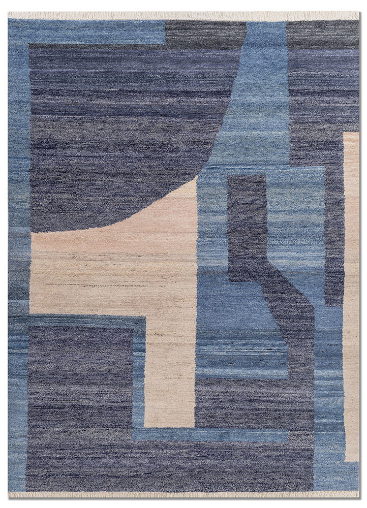  blue wool hand knotted Rug