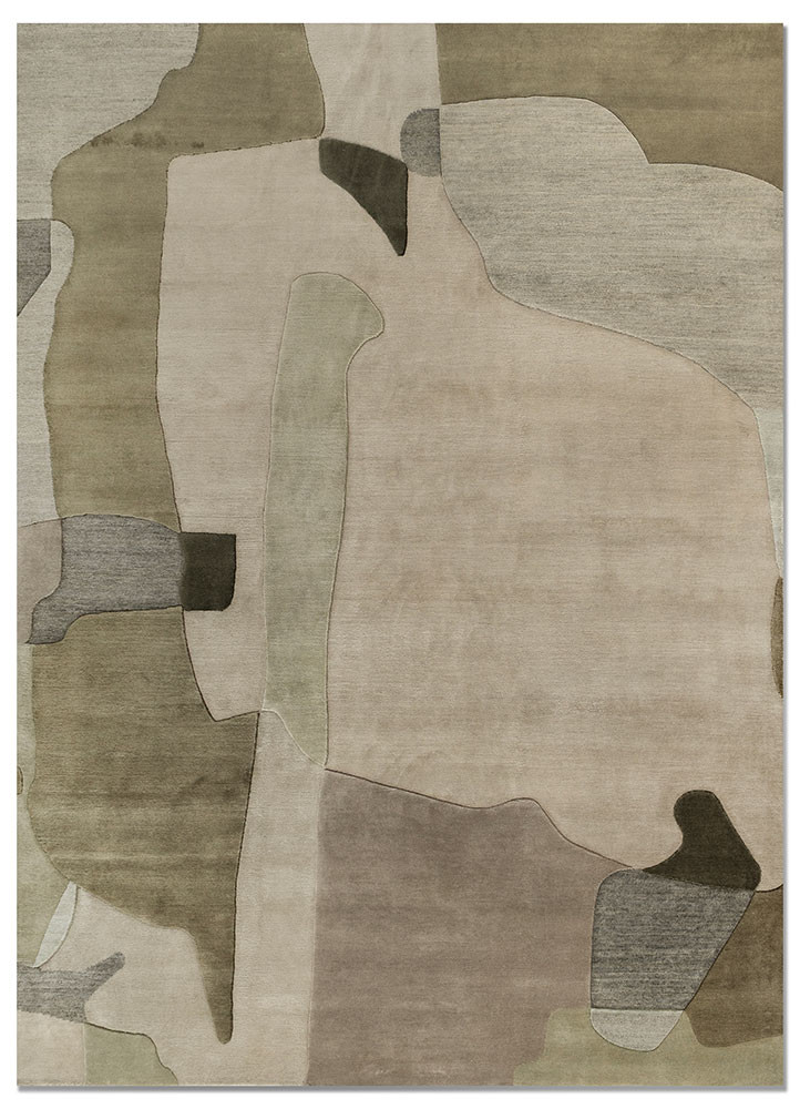 aprezo green wool hand knotted Rug - HeadShot