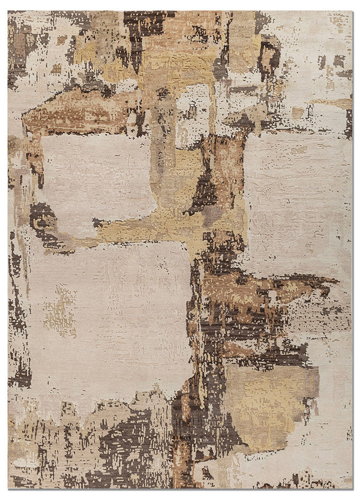 aprezo ivory wool hand knotted Rug - HeadShot