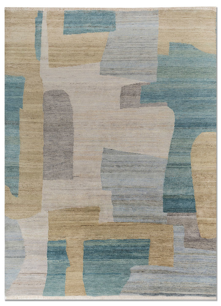 blythe gold wool hand knotted Rug - HeadShot