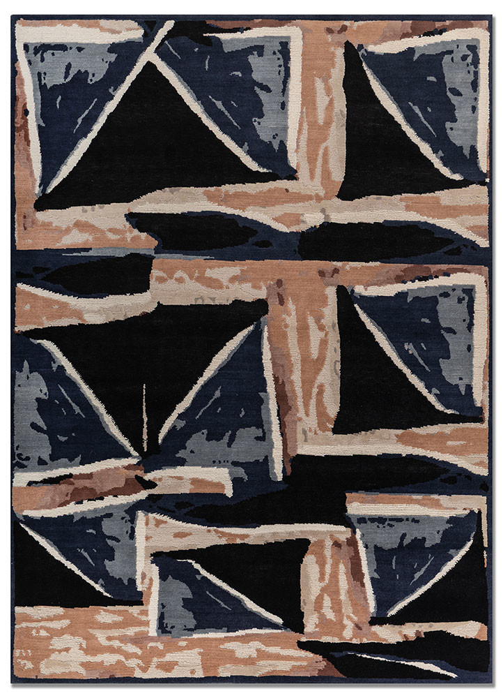 sthir blue wool hand knotted Rug