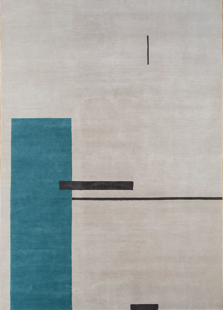  ivory wool hand knotted Rug