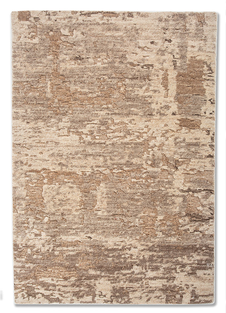 uvenuti beige and brown wool hand knotted Rug - HeadShot