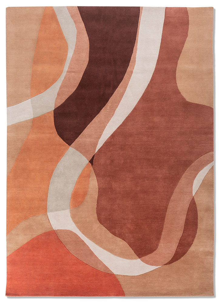 red and orange red and orange wool hand knotted Rug