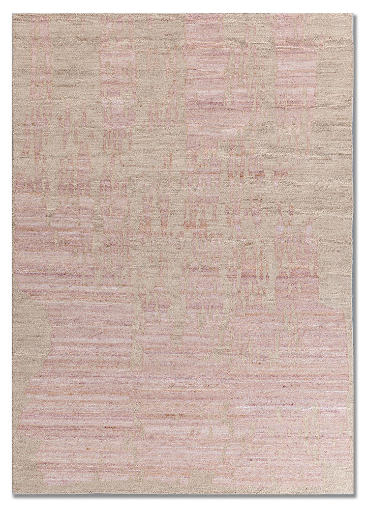  beige and brown nylon hand knotted Rug