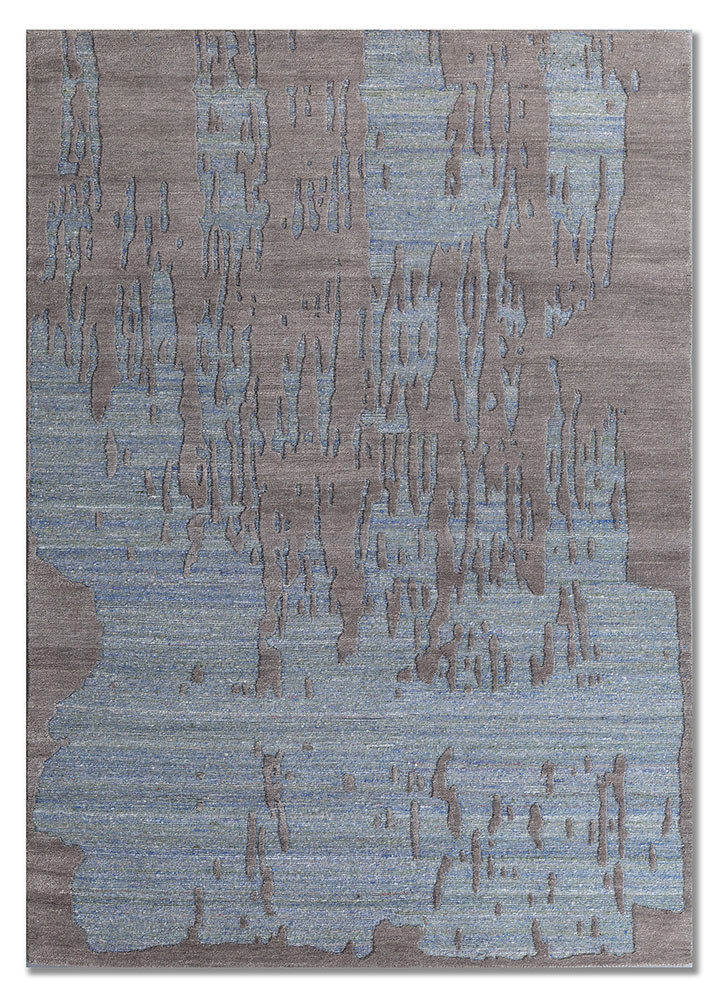 aprezo grey and black nylon hand knotted Rug - HeadShot