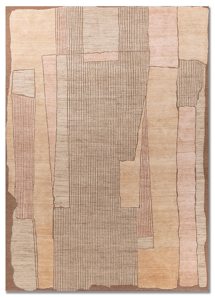 blythe beige and brown wool and silk hand knotted Rug - HeadShot
