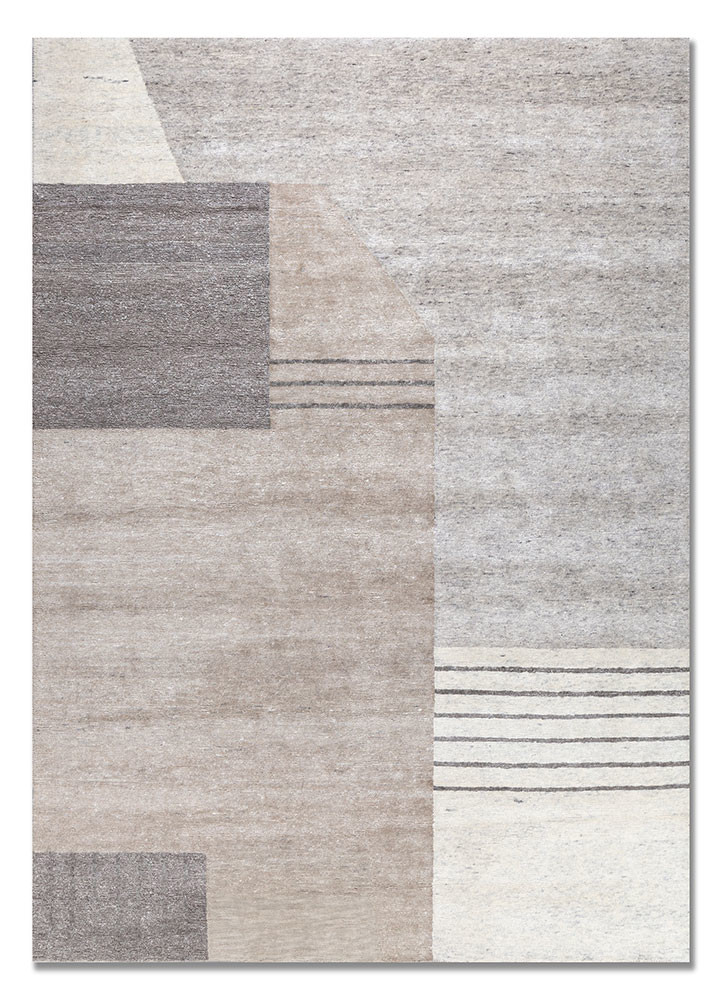 blythe grey and black wool hand knotted Rug - HeadShot