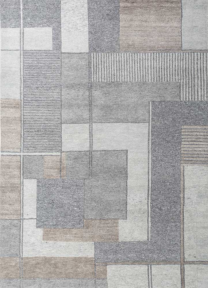 blythe grey and black wool hand knotted Rug - HeadShot