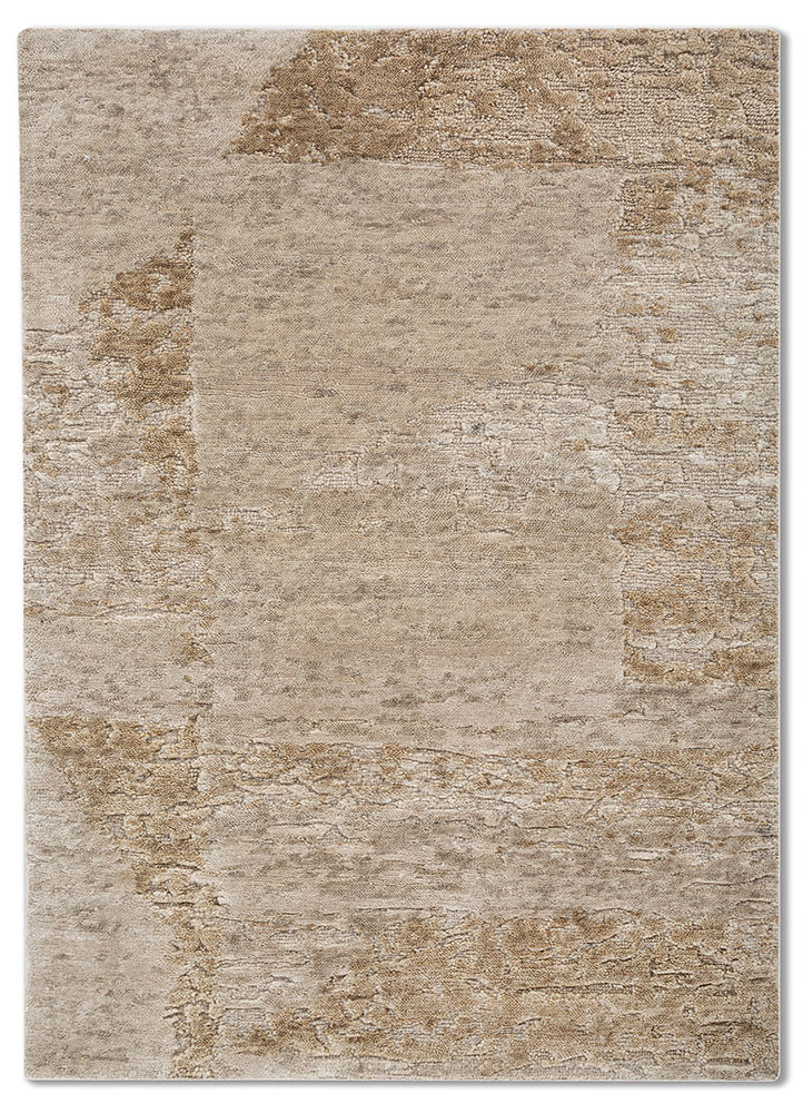 entropy grey and black wool and tencil hand knotted Rug - HeadShot