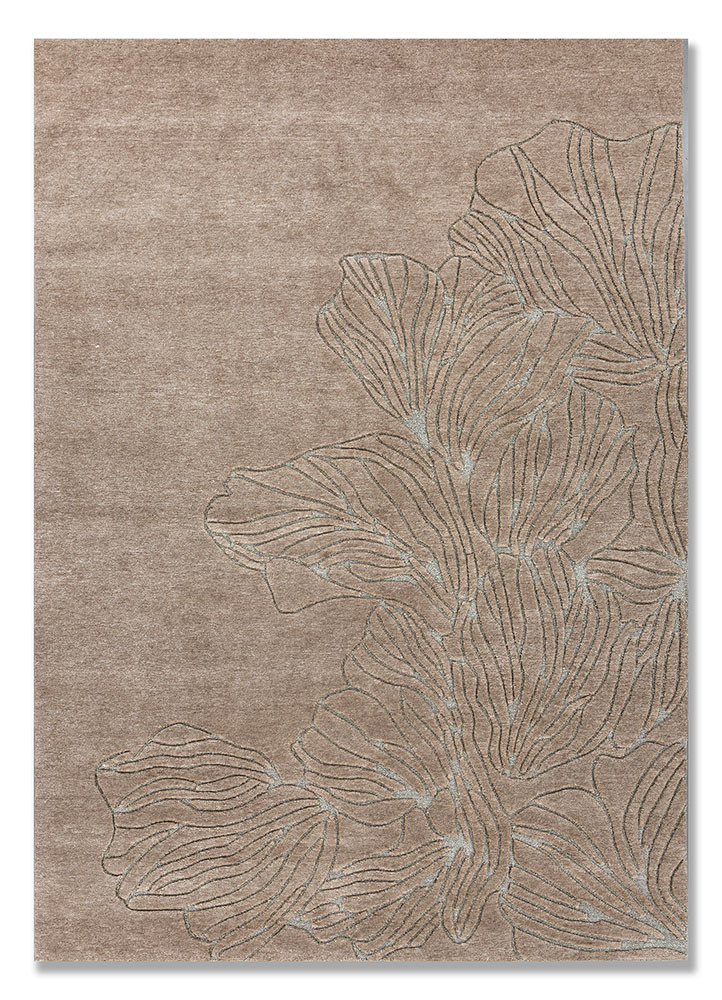 beige and brown beige and brown wool hand knotted Rug