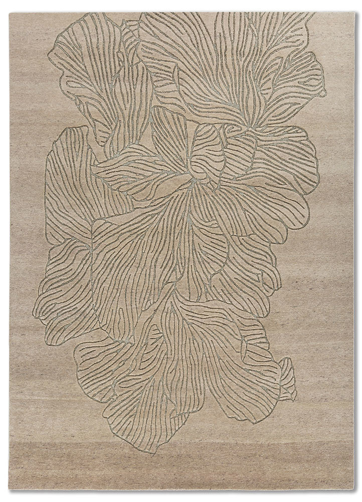 azalea ivory wool hand knotted Rug - HeadShot