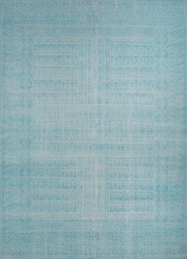 erbe blue polyester hand knotted Rug - HeadShot erbe blue polyester hand knotted Rug - HeadShot