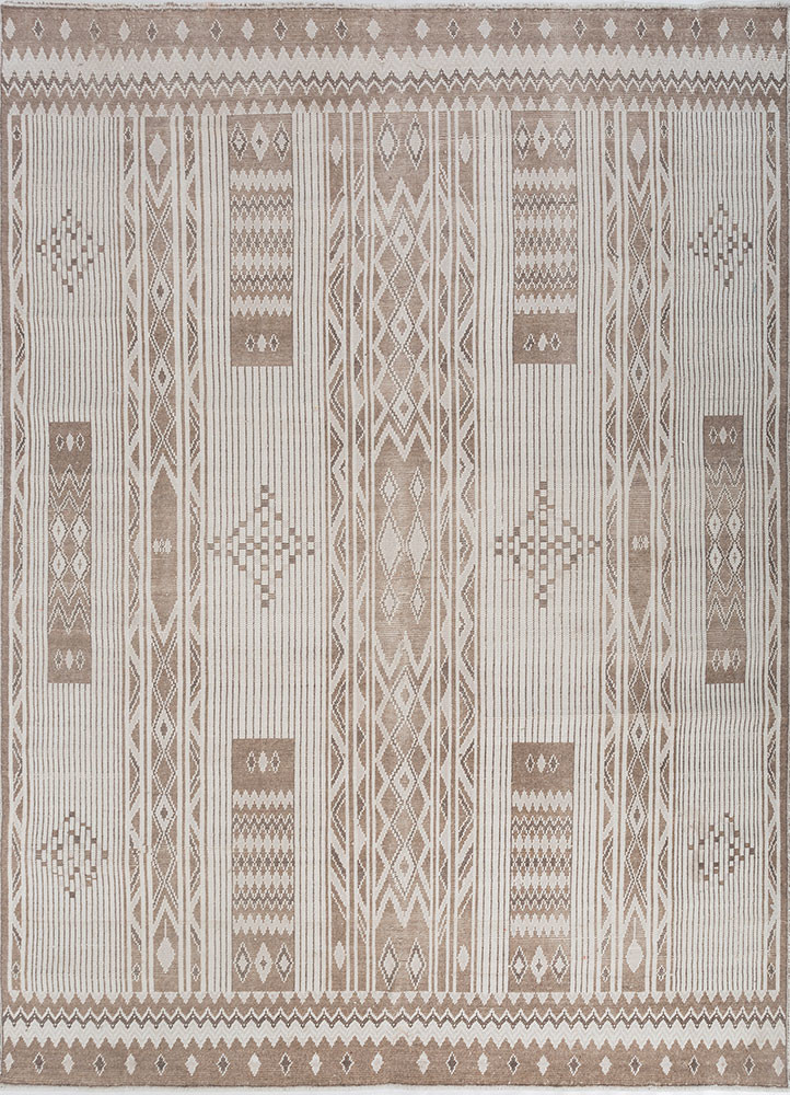  ivory polyester hand knotted Rug